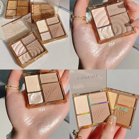 3D Facial Contouring Bronzer Cosmetics Brightening Beige Matte Highlights Palette Four-color Eye Shadow Nose Powder Makeup