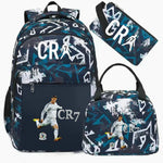 Football CR7 Cosplay School Bags School Backpack Laptop Teenager Boys Girls Schoolbags 3pcs/set