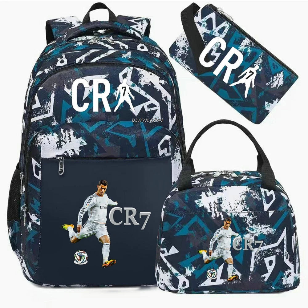 Football CR7 Cosplay School Bags School Backpack Laptop Teenager Boys Girls Schoolbags 3pcs/set