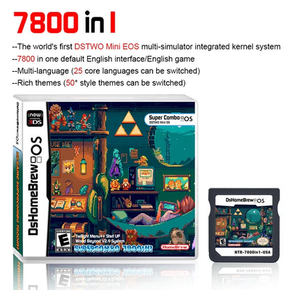 Cartouche de jeu 7800-en-1 NDS pour 3DS/NDS – Carte R4 avec classiques rétro | Zelda, jeux pixel et plus