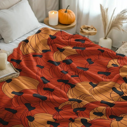 1PC Halloween Theme Throw Pumpkin Black cats Thin Blanket Gifts for family friends Couch Bed Car Home Camping all season use