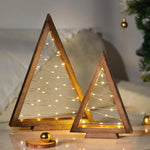 2Pcs/Set Wood Christmas Tree with Lights Modern Farmhouse Christmas Wooden Tree Centerpieces For Tables Christmas Holiday Decor