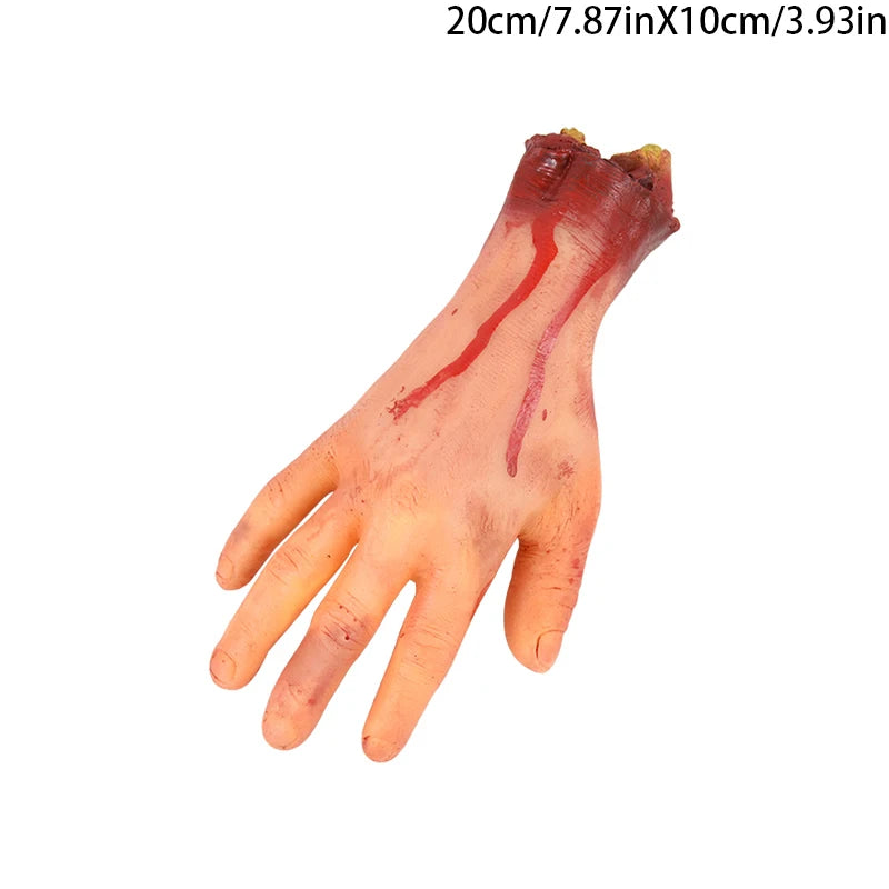 2024 Halloween Fake Human Arm Plastic Hands Foot Bloody Dead Body Parts Outdoor Haunted House Scary Props Halloween Decorations