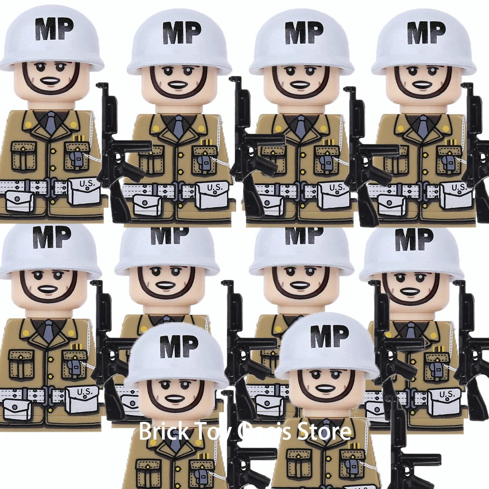 MOC WW2 Military War Weapon Soldier Accessories Building Blocks Roadblock Motorcycle Weapon case container Weapon Bag Brick Toy