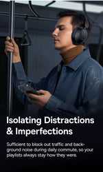 Baseus Bass 30 Max Wireless Headphone Bluetooth 5.3 40mm Bass-Enhance Foldable Over Ear Headsets 50H Play time Gaming Earphone