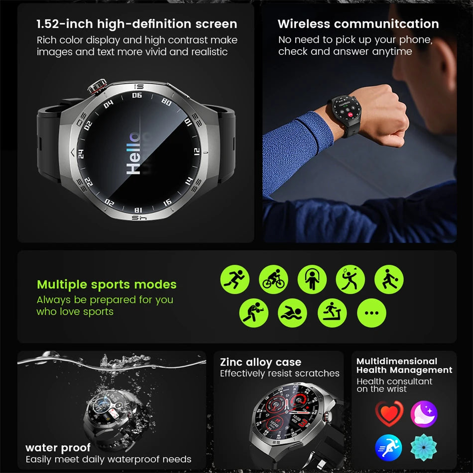 For HUAWEI GT5 Pro Smartwatch Men 360*360 HD AMOLED Screen GPS Motion Track Heart Rate Bluetooth Call IP68 Waterproof Smartwatch