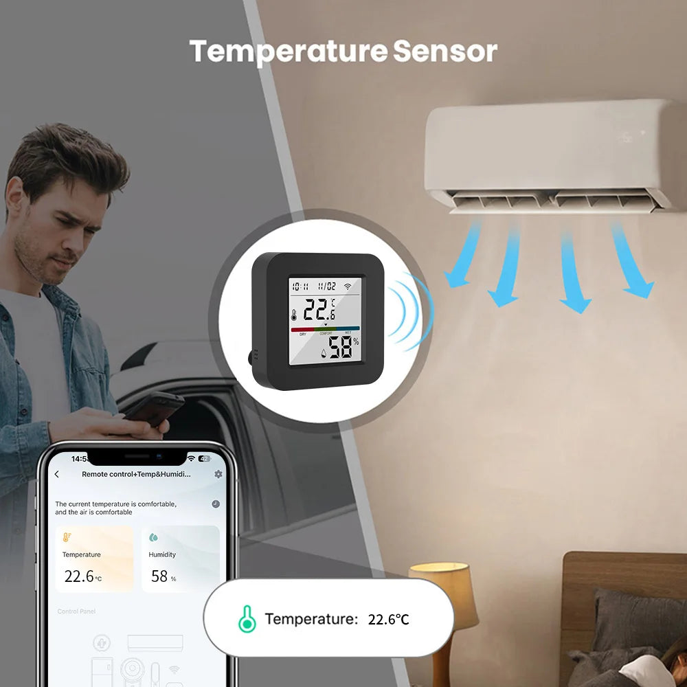 Tuya Smart Universal IR Remote With Temperature Humidity Sensor for Air Conditioner TV AC Works with Alexa Google Home Yandex