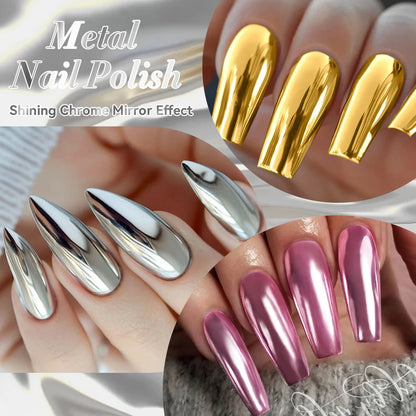 LILYCUTE 7ML 2PCS/SET Metallic Nail Polish Mirror Blue and Rose Gold Effect Varnish Semi-Permanent Nail Art Manicure Aupplies