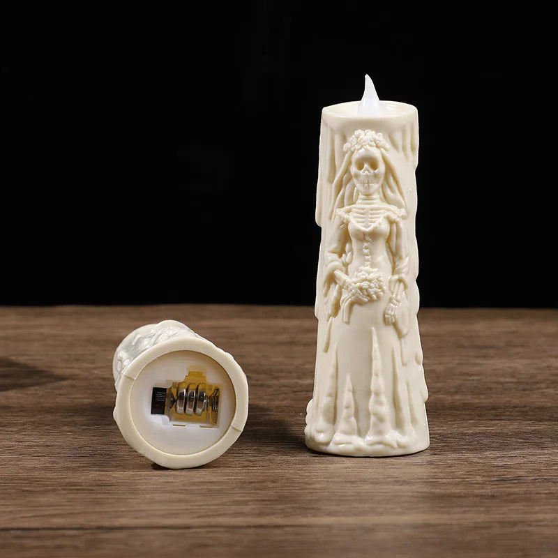 Halloween Horror Ghost Bride Groom LED Candle Electronic Light Halloween Skeleton Lamp Party Decoration Flameless Night Lights