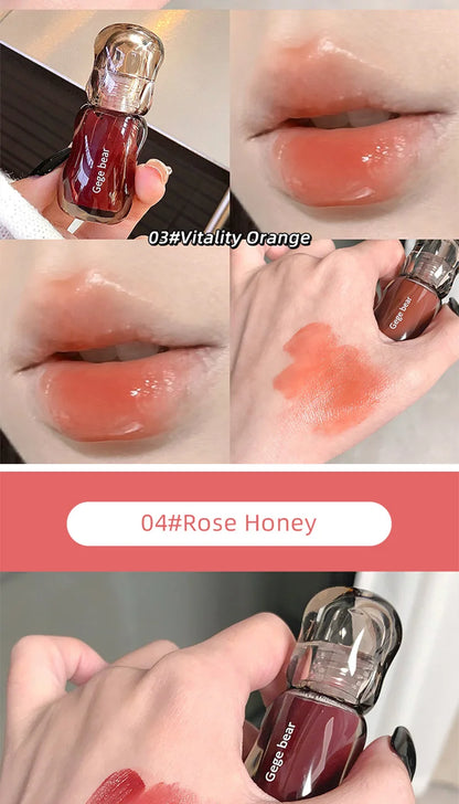 Gege Bear Crystal Gloss Lip Tint — Autumn/Winter Hydrating Formula, Mirror-Gloss Finish, Youthful Plumping Effect