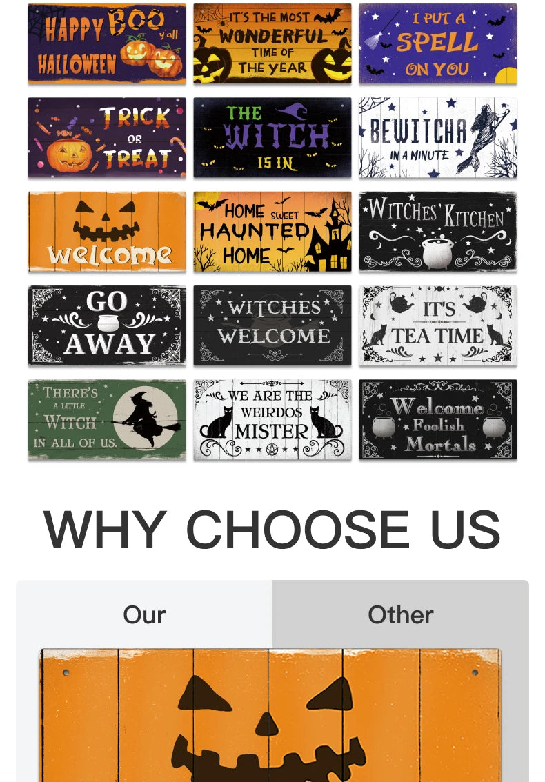 Putuo Decor Halloween Wooden Hanging Pendant Door Sign Pumpkin Ghost Bat Swith Greeting Doorplate Wood Crafts Happy Halloween Da