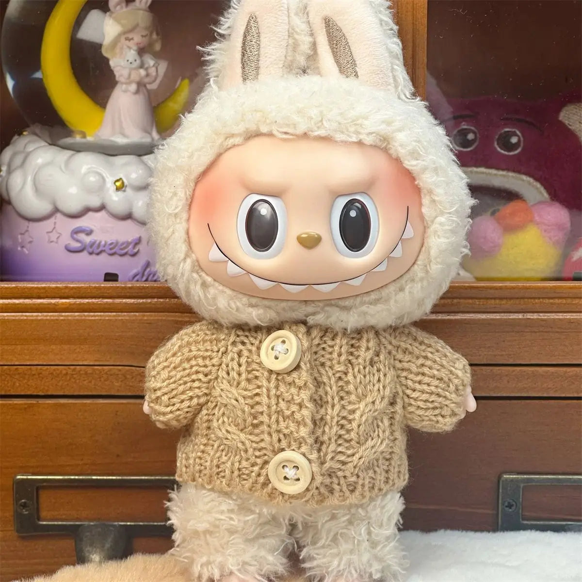 Ropa Labubu Doll Clothes Outfit Accessories For 15/17cm Labubu V2 V1 Plush Doll's Clothing Colorful Sweater Kid Toy Girl Gift
