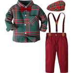 Baby Christmas Outfit Boy Kids Gentleman Formal Suit Toddler Suspenders Clothing Set Infant Party Dress Shirt