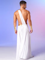Mens Ancient Greek God Toga Gladiator Costumes Roman Emperor One Shoulder Sleeveless Robe Halloween Medieval Warrior Outfits