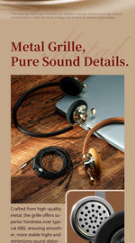 ROSESELSA Distant Mountain Retro Over Ear HiFi Headsets OOTD Vintage Metal Wired Headphones with MMCX 3.5mm Plug