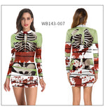 Women's Halloween Costume Dress Cosplay Nurse Costume Uniform Party Sexy Tight Skirt Dress For Female Skeleton Party Carnival