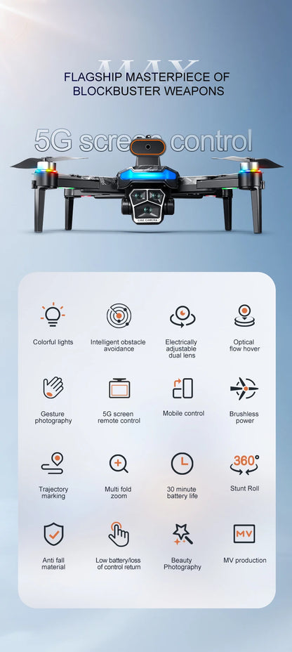 Xiaomi Mijia A14Pro max GPS Brushless 8K three Camera Optical Flow Obstacle Avoidance Foldable Quadcopter RC Distance Drone Toys