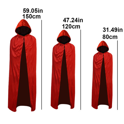 Halloween Women Men Clothes Cosplay Costume Adult Kids Stand Collar Cape Black Red Reversible Cap Vampire Cape Halloween Party