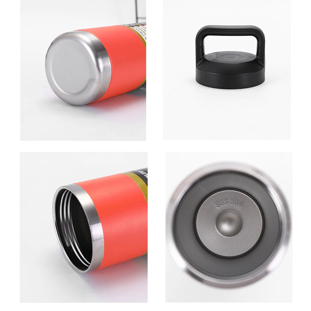 600/800/1100ML304 Stainless Steel Thermos Bottle with Handle Portable Water Cup Hot and Cold Long Lasting Drinking Water Bottle