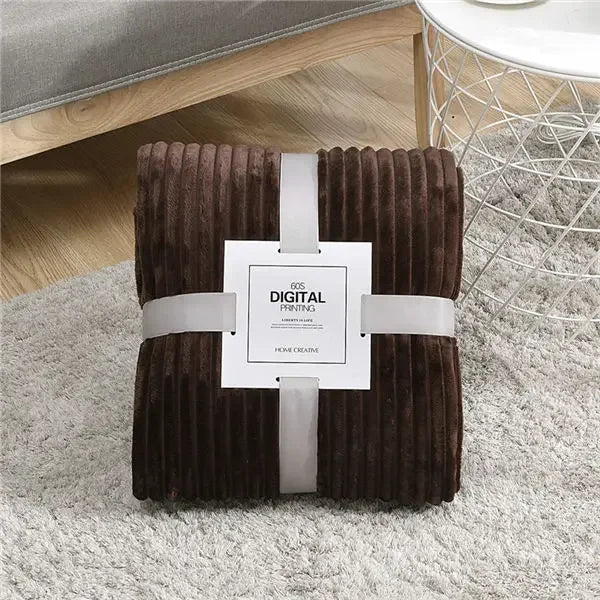 Striped Flannel Blankets For Beds Solid Pink Blue Color Soft Warm Mink Throw Sofa Cover Bedspread Beach Airplane Travel Blankets