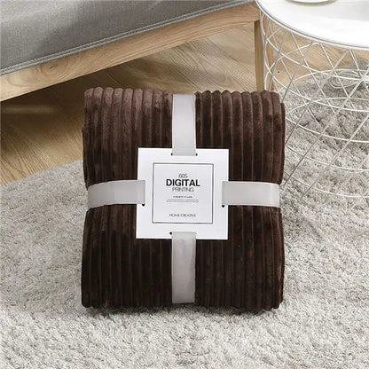 Striped Flannel Blankets For Beds Solid Pink Blue Color Soft Warm Mink Throw Sofa Cover Bedspread Beach Airplane Travel Blankets