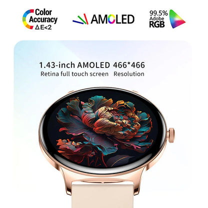 2025 Ultra-thin Durable Women Smart Watch 1.43" Amoled Screen Wireless Call Sports Health Fitness Women Watches For Android iOS