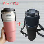 Tyeso 600/750/900ML Car Coffee Cup Thermo Bottle with Straw Portable Sport Insulated Vacuum Flask Travel Thermal Water Bottle