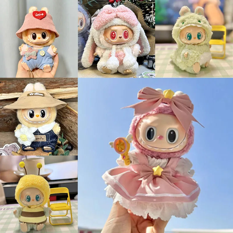 17cm Mini Plush Doll'S Clothes Outfit Accessories For Korea Kpop Exo Labubu I II Idol Dolls sit party overalls Clothing Gift
