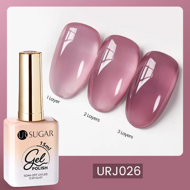 UR SUGAR 15ml Blood Red Jelly Gel Nail Polish Translucent Color Crystal Nude Gel Nail Art Varnish For Fall Winter Manicure