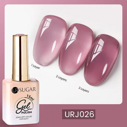 UR SUGAR 15ml Blood Red Jelly Gel Nail Polish Translucent Color Crystal Nude Gel Nail Art Varnish For Fall Winter Manicure
