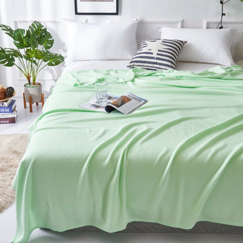 100% Bamboo Fiber Air Condition Quilt Thin Diamond Grid Lightweight Breathable Summer Blanket Soft Skin-friendly Summer Duvet
