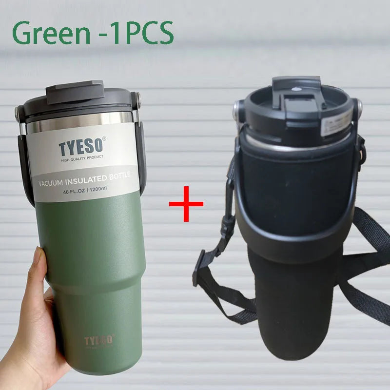 Tyeso 600/750/900ML Car Coffee Cup Thermo Bottle with Straw Portable Sport Insulated Vacuum Flask Travel Thermal Water Bottle