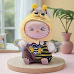 Doll Clothes For LABUBU Frog Set Jumpsuit Kawaii Fisherman Hat 2PCS/Pack Plush Cotton Doll Dress Up Game Decoration
