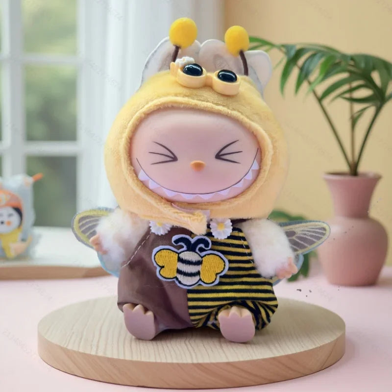 Doll Clothes For LABUBU Frog Set Jumpsuit Kawaii Fisherman Hat 2PCS/Pack Plush Cotton Doll Dress Up Game Decoration