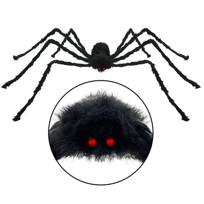 Halloween Big Plush Spider Horror Halloween Decoration Party Prop Outdoor Giant Spider Decor 30-200cm Chamber Prank Black Spider
