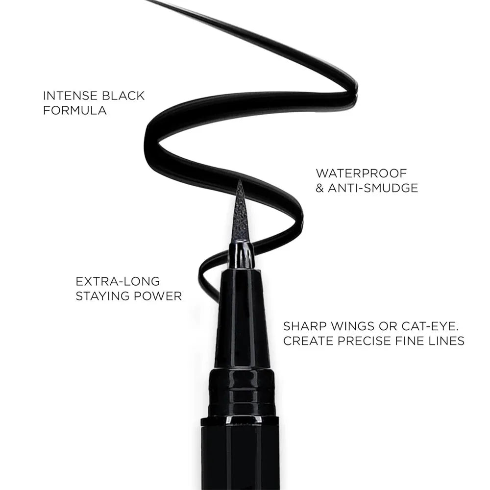 1/2 PCS Black Quick-Dry Eyeliner Pencil - 24H Lasting Smooth Matte Waterproof Anti-Smudge Liquid Eyeliner Makeup for Eyes