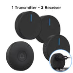 Circular Black Self Powered Wireless Doorbell AC 110v 220v US/EU Plug With 60 Rings Waterproof Long-Distance Kinetic Door Bell