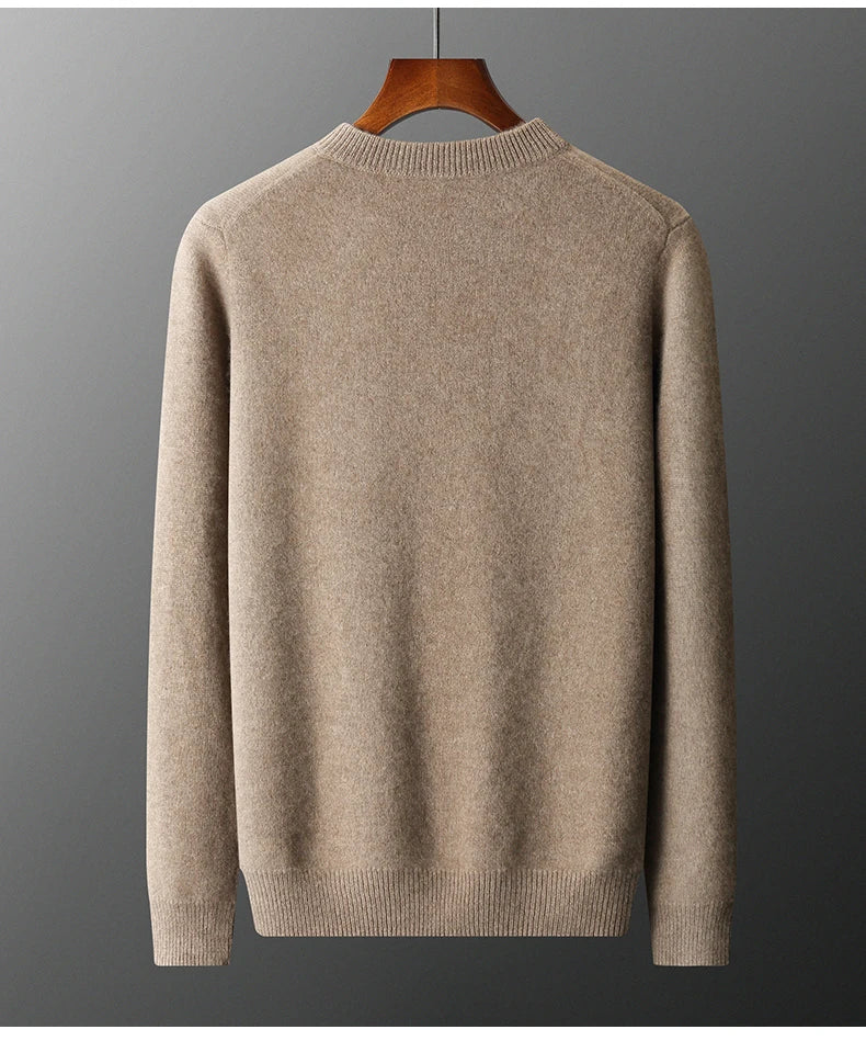 Men 100% Cashmere Thick Sweaters High Stretch Knitted Pullovers  2023 Winter Office Male Fashion  Loose Casual Tops DX01