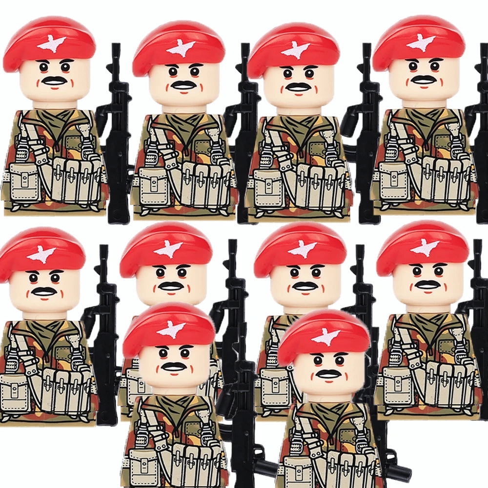 MOC WW2 Military War Weapon Soldier Accessories Building Blocks Roadblock Motorcycle Weapon case container Weapon Bag Brick Toy