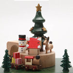 Creative Wooden Christmas Deer  Snowman Train  Music Box Handmade  Carousel Toy  Decoration Gift For Kids