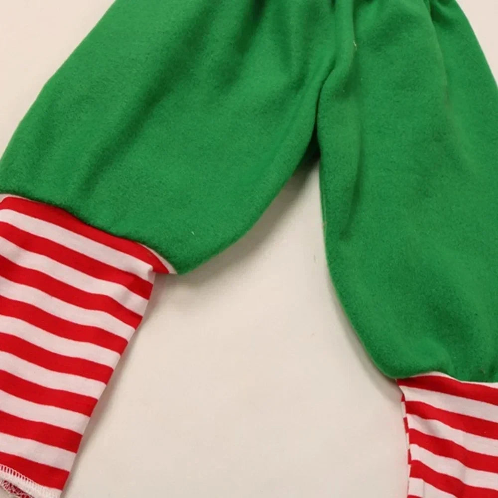 New Year Elf Costume For Kids Girl Boy Green Santa Claus Suit Set With Hat Children Fancy Christmas Party Dress Set Performance