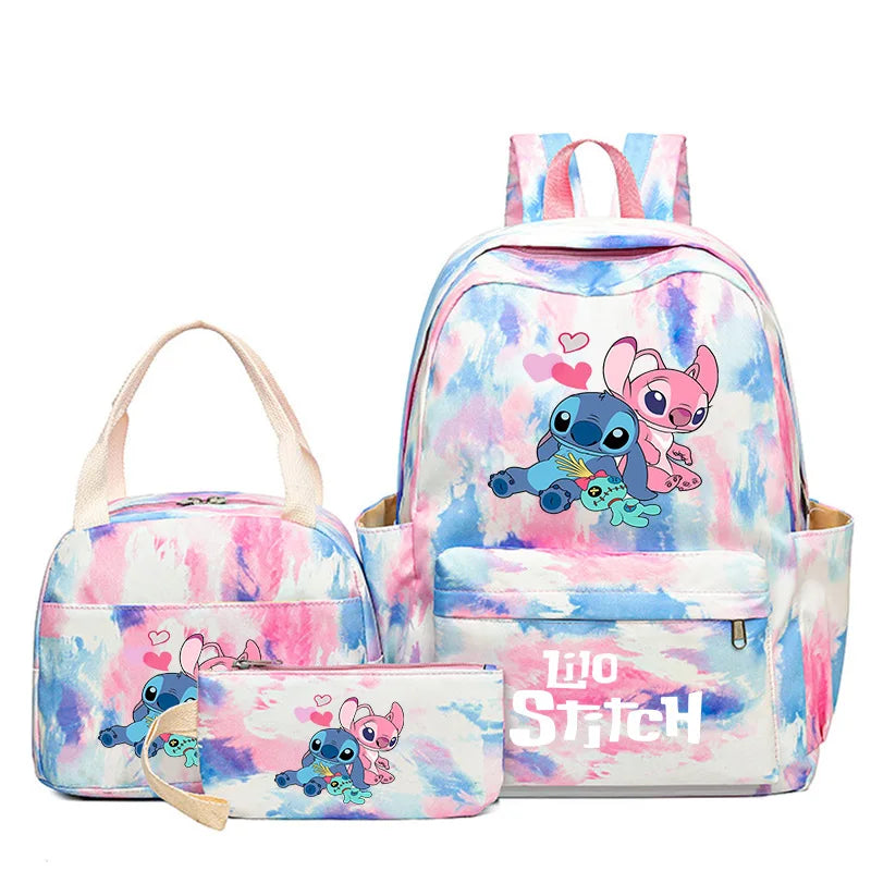3Pcs/set Disney Lilo Stitch Backpack for Boy Girl Teenager Student Back To School Schoolbag Lunch Bag Women lovely Rucksack Gift