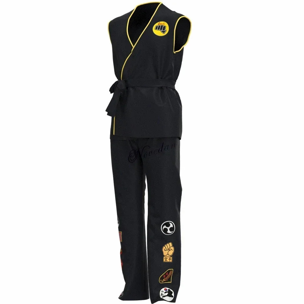 Karate Kids KOF Cobra Kai Cosplay Costume Kid Aldult Black White Kimono Uniform Headband Anime Halloween Party Suit Tracksuit