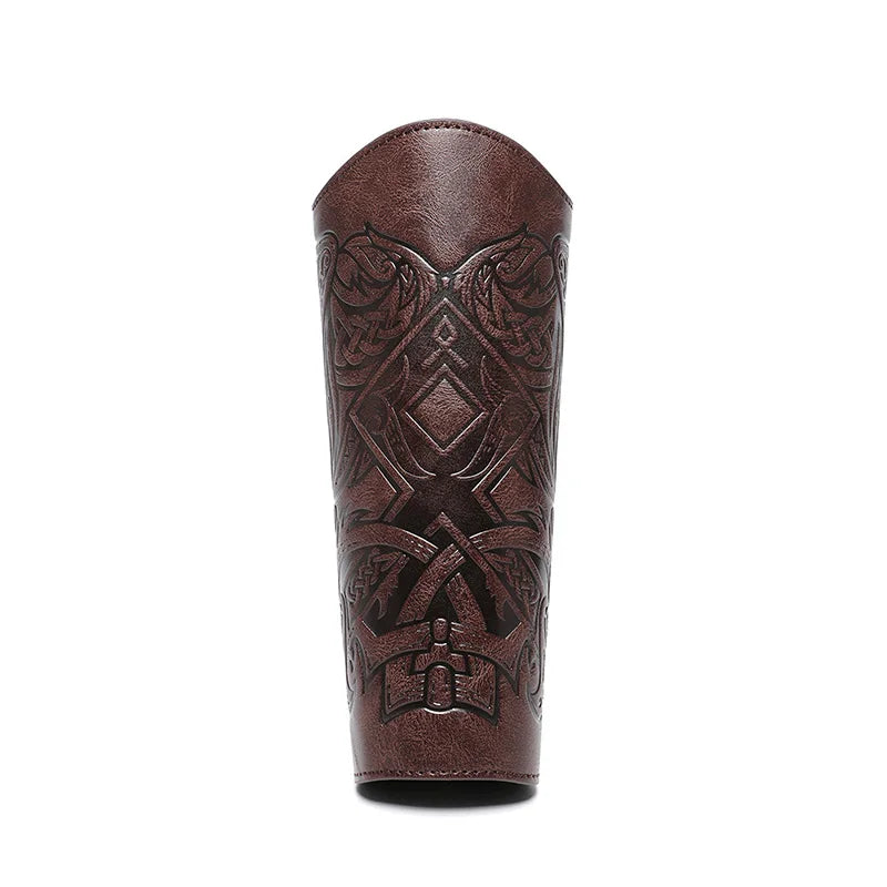 Medieval PU Leather Gauntlet Wristband Medieval Arm Bracers Punk Bracer Wrist Guards for Halloween Warrior Knight Photo Props
