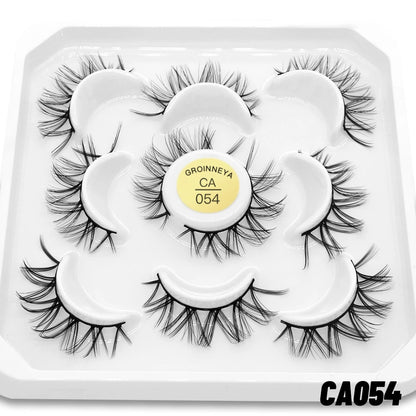 GROINNEYA 5/7 pairs Eyelashes 3D Natural False Lashes Fluffy Soft Cross Manga Lashes Wispy Natural Eyelash Extension Makeup