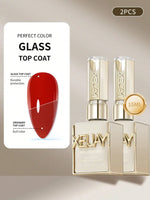 15ml Glass Top Coat Long Lasting Clear Rubber Top Coat LED UV Strengthen Nails High Gloss Top Finish Gel Nail Polish
