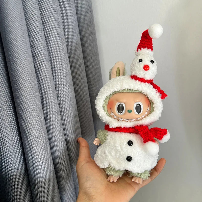 17cm LABUBU Christmas Santa Outfit - Gen1-3 Doll Clothes Set for Vinyl Figures, Festive Santa Costume with Accessories