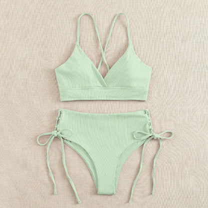 Cikini V-hals split bikiniset voor dames