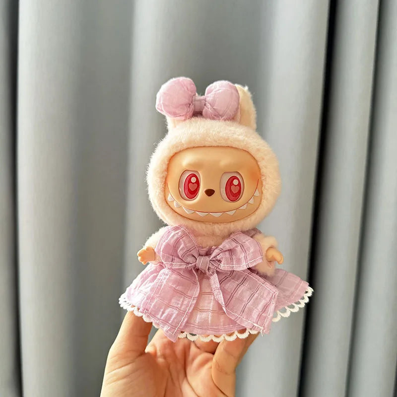 Luxury Plush Wedding Dress Dolls Clothes for Labubu I II Korea Style Fluffy Romantic Wedding Dress Flower Hat Suit for Ladbubu