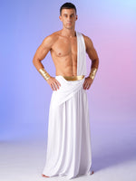 Mens Ancient Greek God Toga Gladiator Costumes Roman Emperor One Shoulder Sleeveless Robe Halloween Medieval Warrior Outfits